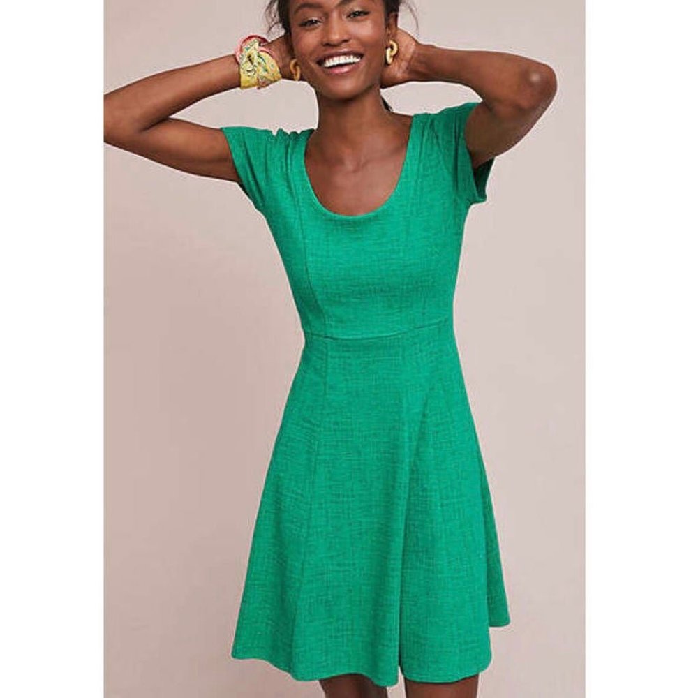 Anthropologie Maeve Kelly Green Regina Textured Dress
